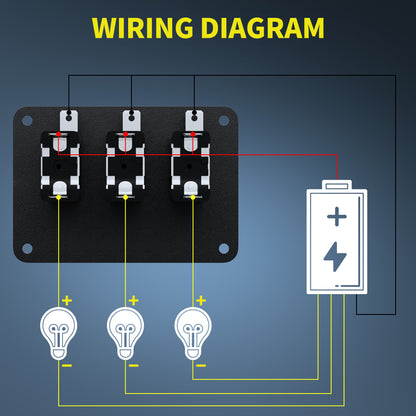 3 Gang Rocker Toggle Switch Panel 12V LED 20A Heavy Duty Racing Car SPST 3Pin on Off Switch Panel With Waterproof Safety Cover