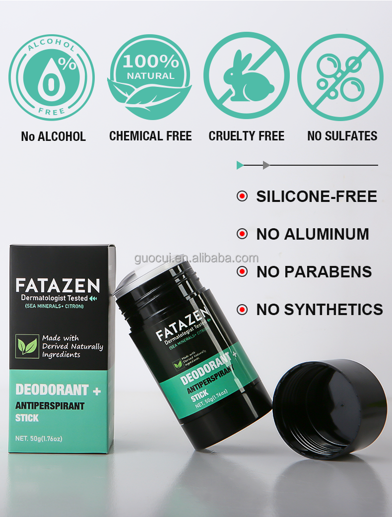 FATAZEN 100% Natural Body Care Body Balm Stick Antiperspirant Stick With Ocean Scent and Citron 2-in-1 Deodorant Stick