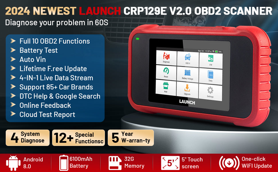 Launch CRP129E V2.0 Automotive Car Diagnostic Tool Machine With 12 Functions OBD2 Scanner