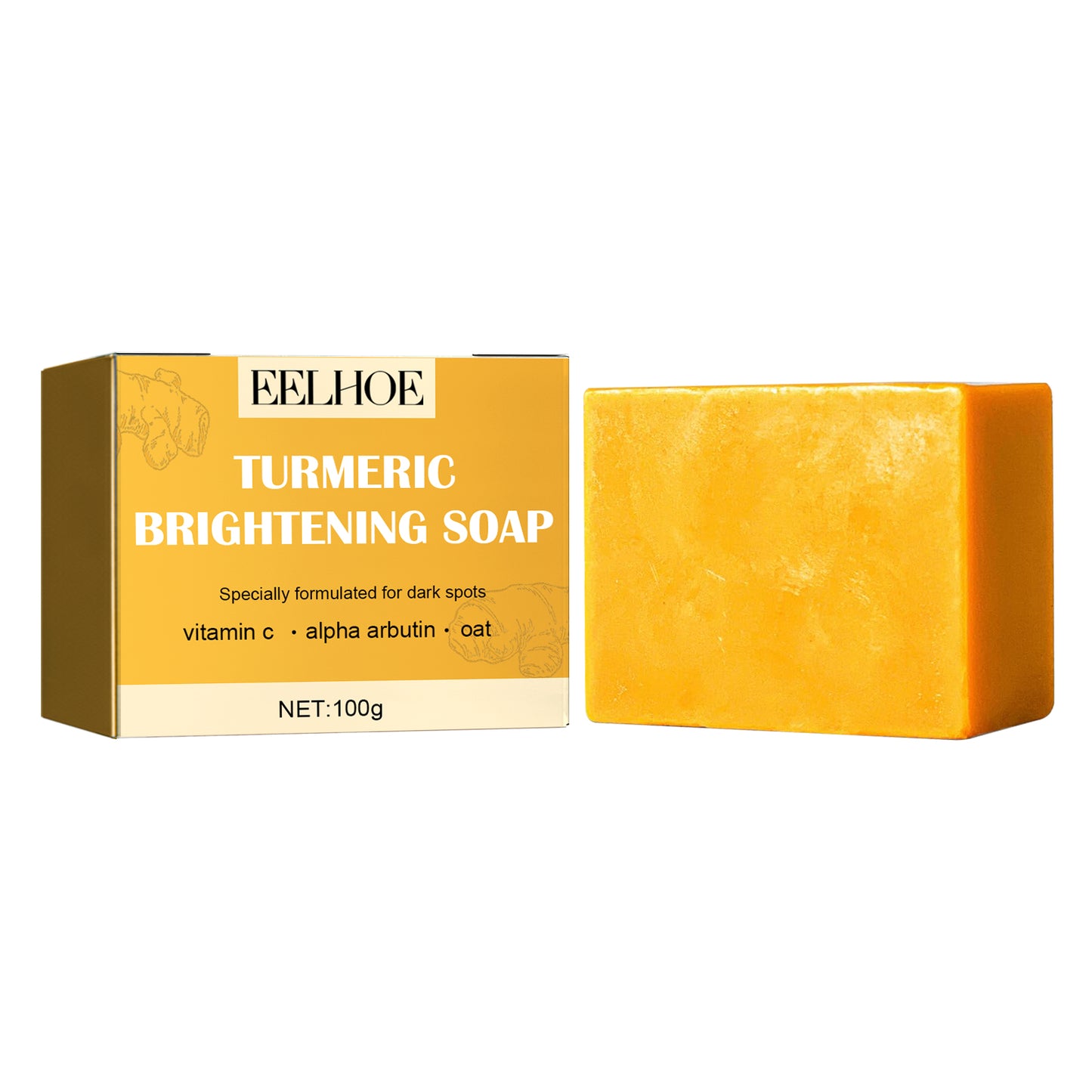 EELHOE Turmeric Cleansing Soap Facial Cleansing Soap for Spot and Acne Fading, Brightening and Softening Skin