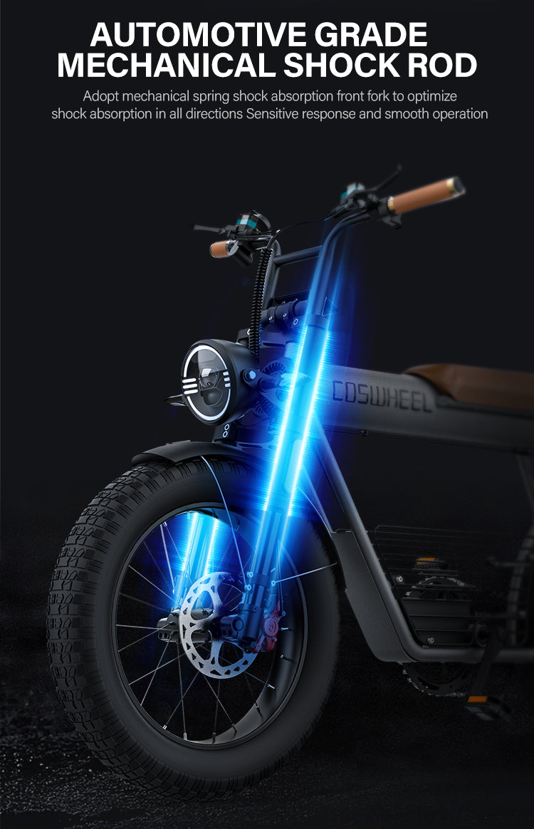 Best Selling 48V 1000W 1500W 45-50Km/H Fast Speed COSWHEEL CT20 Brown Handle Wholesale Customized 30Ah Battery Electric Bike