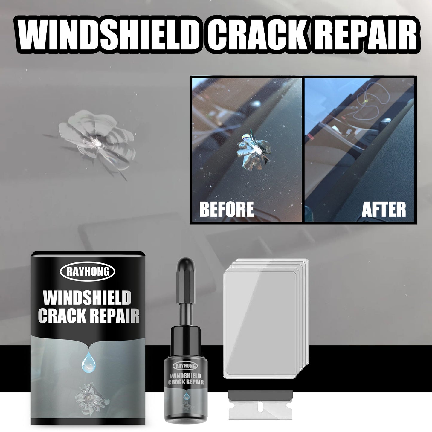 Rayhong Car Windshield Crack Repair Liquid Windshield Adhesive Crack Repair Seam Repair Agent