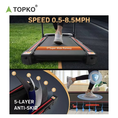 TOPKO in STOCK US WAREHOUSE Multi-functional LCD Display Folding Home Treadmill