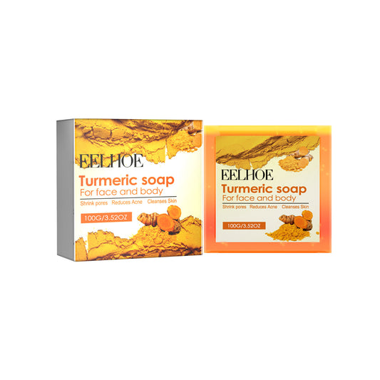 EELHOE Turmeric Facial Soap Deep Cleansing Pores Moisturizing Moisturizing Facial Skin Refreshing Oil Control Facial Cleansing Soap