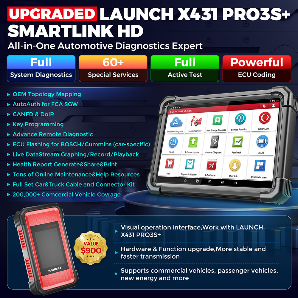 X431 PRO3S+ SmartLink HD 12V Car 24V Truck All System Diagnostic Tool  Heavy Duty Bi-directional Full Reset Auto Scanner