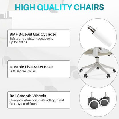 High Back Ergonomic Office Chair Swivel Adjustable Lumbar Support Comfortable Mesh Seat Headrest Black Executive Chair Wheels