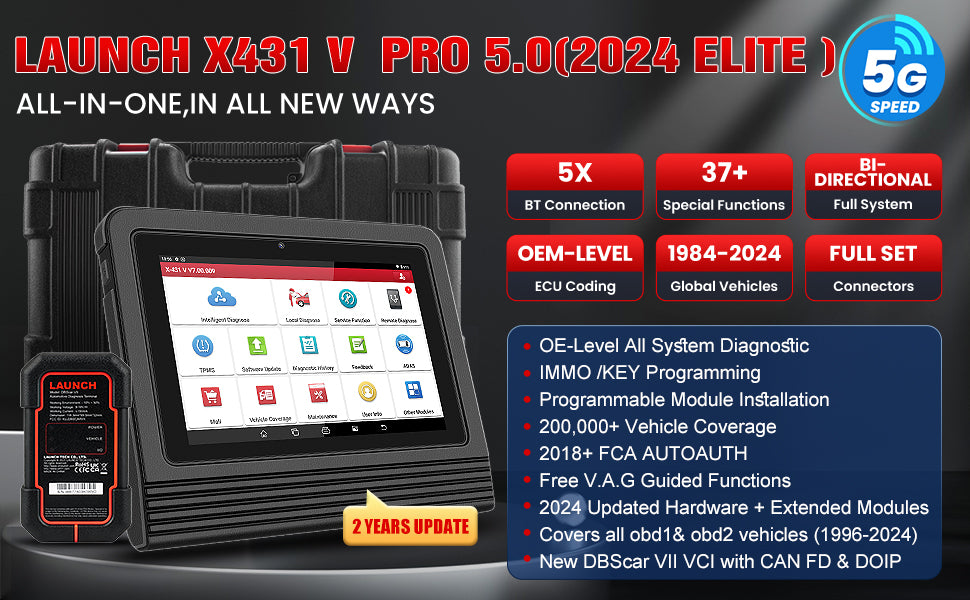 X431 Pro V5.0 Full System Bi-directional Auto Diagnostic Tool OBD2 Vehicle Scan Analyzer PK X431 ProS V5.0 2 Years Free