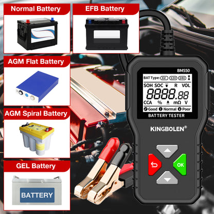 New Product Ideas 2025 KINGBOLEN BM550 6V 12V 24V 100-2000 CCA Car Battery Tester Auto Battery Analyzer Car Battery Tool