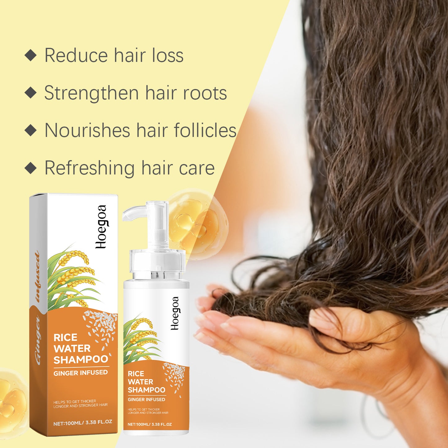 Hoegoa Rice Shampoo Rice Essence Shampoo for Scalp Repair, Moisturizing, Hydrating, Cleansing, Nourishing, and Smoothing