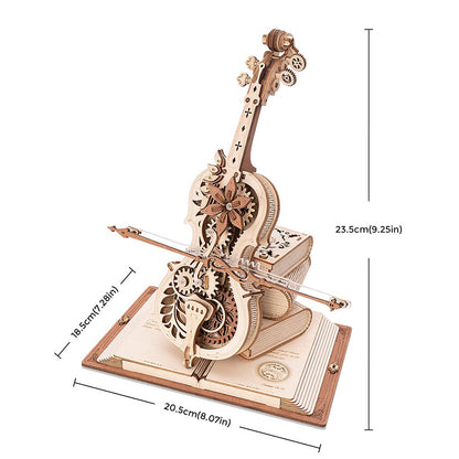 Robotime US Warehouse DIY Assemble Toys AMK63 Magic Cello Music Box Model Kits 3D Wooden Puzzle for Drop Shipping