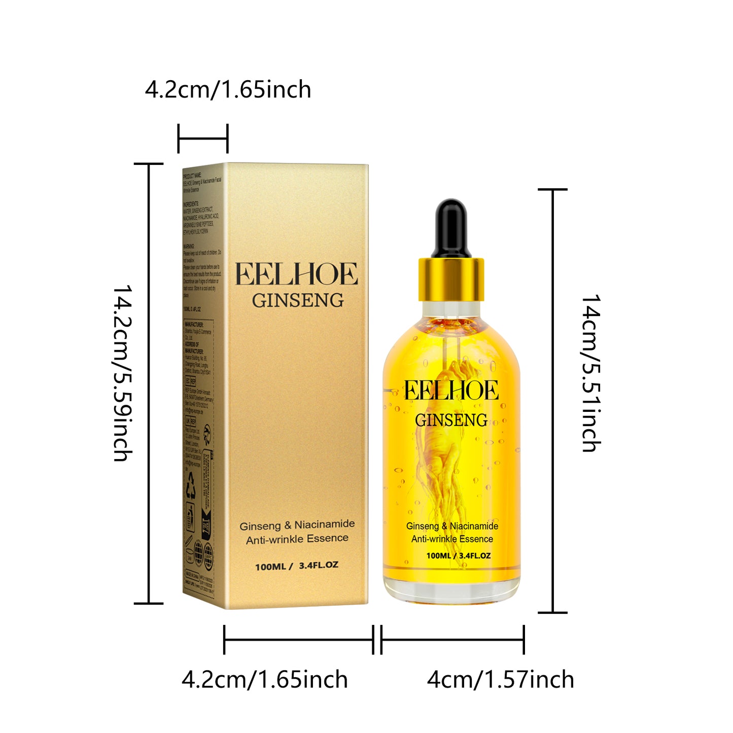 EELHOE Ginseng Facial Essence Moisturizing Hydrating Soft and Hydrated Easy Absorption Refreshing Facial Moisturizing Essence