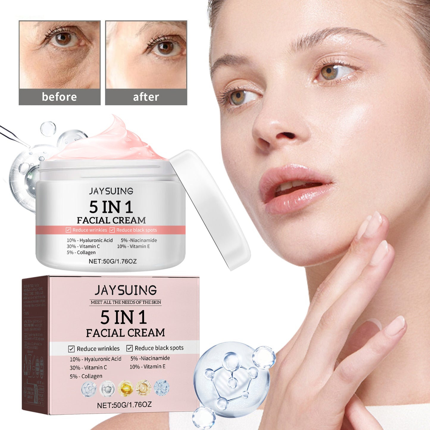 Jaysuing 5Combination1Firming Cream Firming Anti-Wrinkle Nourishing Moisturizing Facial Skin Anti-Aging Cream