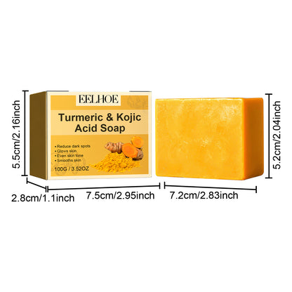 EELHOE Turmeric Kojic Acid Soap Gentle Facial Cleanser for Spot Reduction, Brightening Skin Tone, Hydrating and Moisturizing, Even Skin Tone