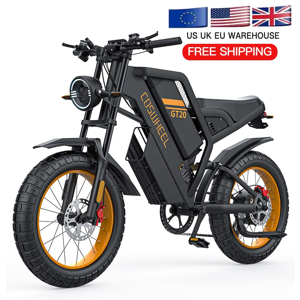 China Best Manufacturer Factory Supply Fat Tire Electric Bike Coswhel GT20 City Ebike 1500W 25Ah Hydraulic Disc Brake E Bike