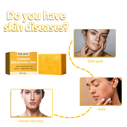 EELHOE Turmeric Cleansing Soap Facial Cleansing Soap for Spot and Acne Fading, Brightening and Softening Skin