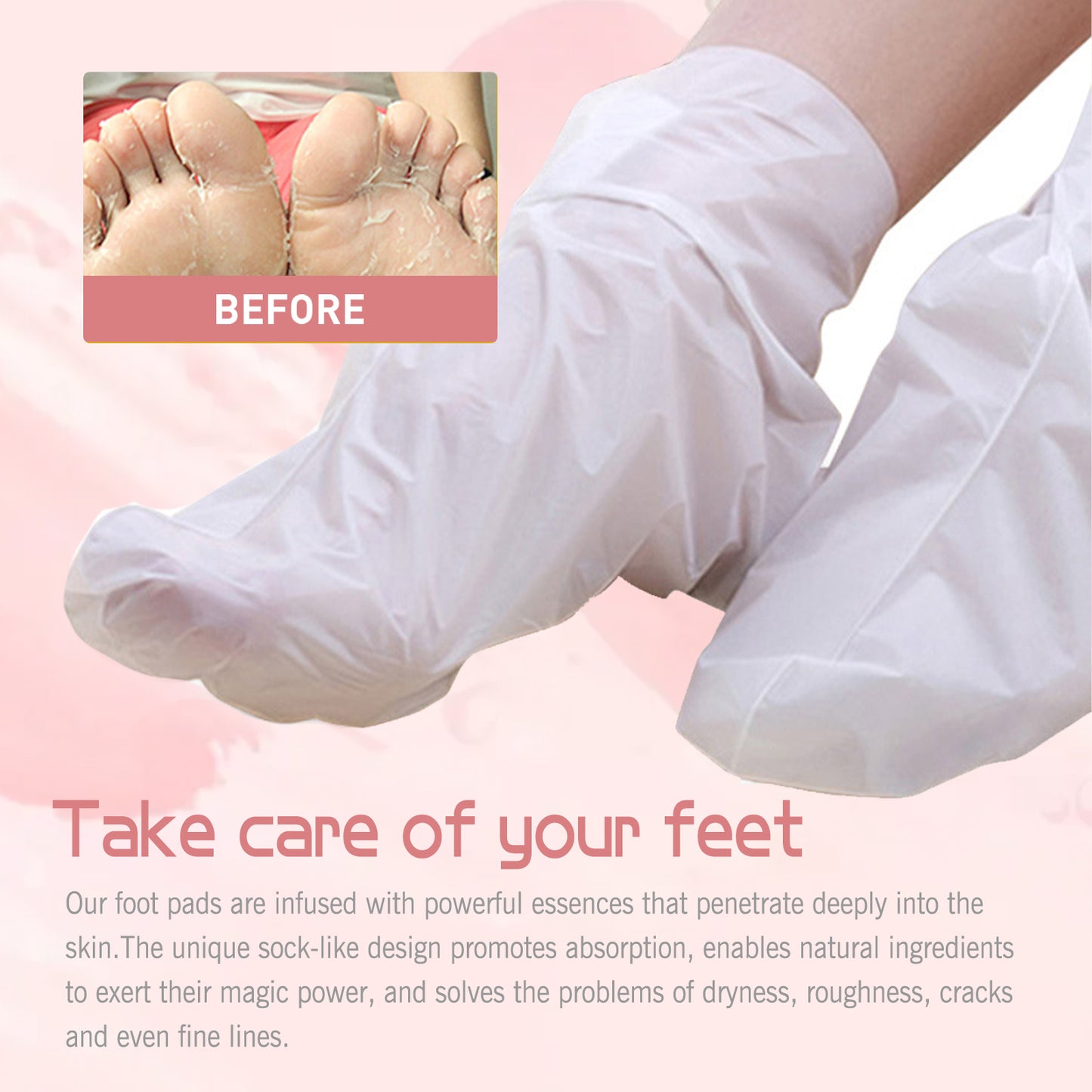 EELHOE Peach Foot Mask Foot Moisturizing Hydrating Smooth Skin Anti-Dryness Callus Removal Care Foot Mask