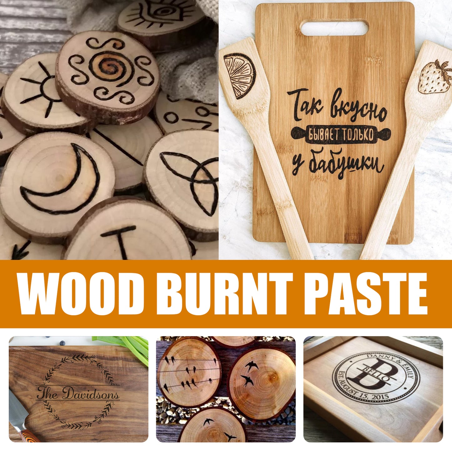 Jue-Fish Wood burning paste Camping Outdoor Wood Fabric Combustion-Supporting DIY Pyrography Wood Burning Paste