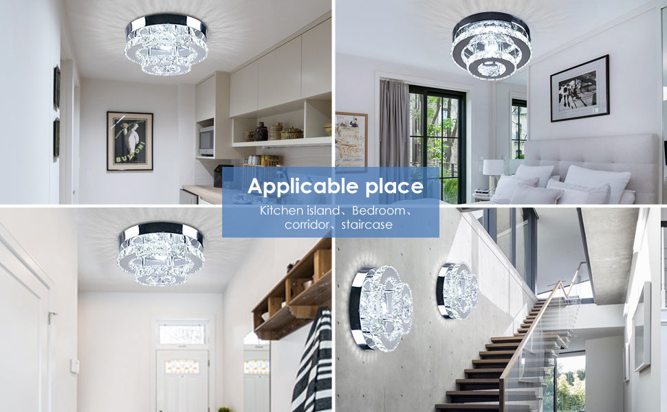 Exquisite White Modern LED Ceiling Light Double-Layer Crystal for Living Room Kitchen Bedroom-Pendant Chandelier