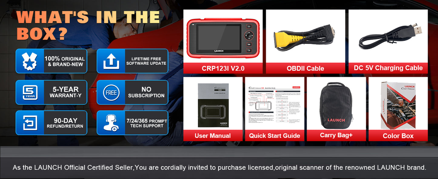 LAUNCH  CRP123I V2.0 OBD2 Scanner Four System Scan Tool With 7 Resets Lifetime Free As CRP123X