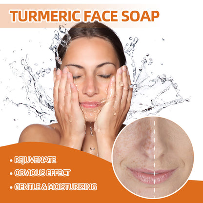 West&Month Turmeric Face Soap Facial Repair Gentle Cleansing Fade Spots Smooth Fine Lines Facial Soap