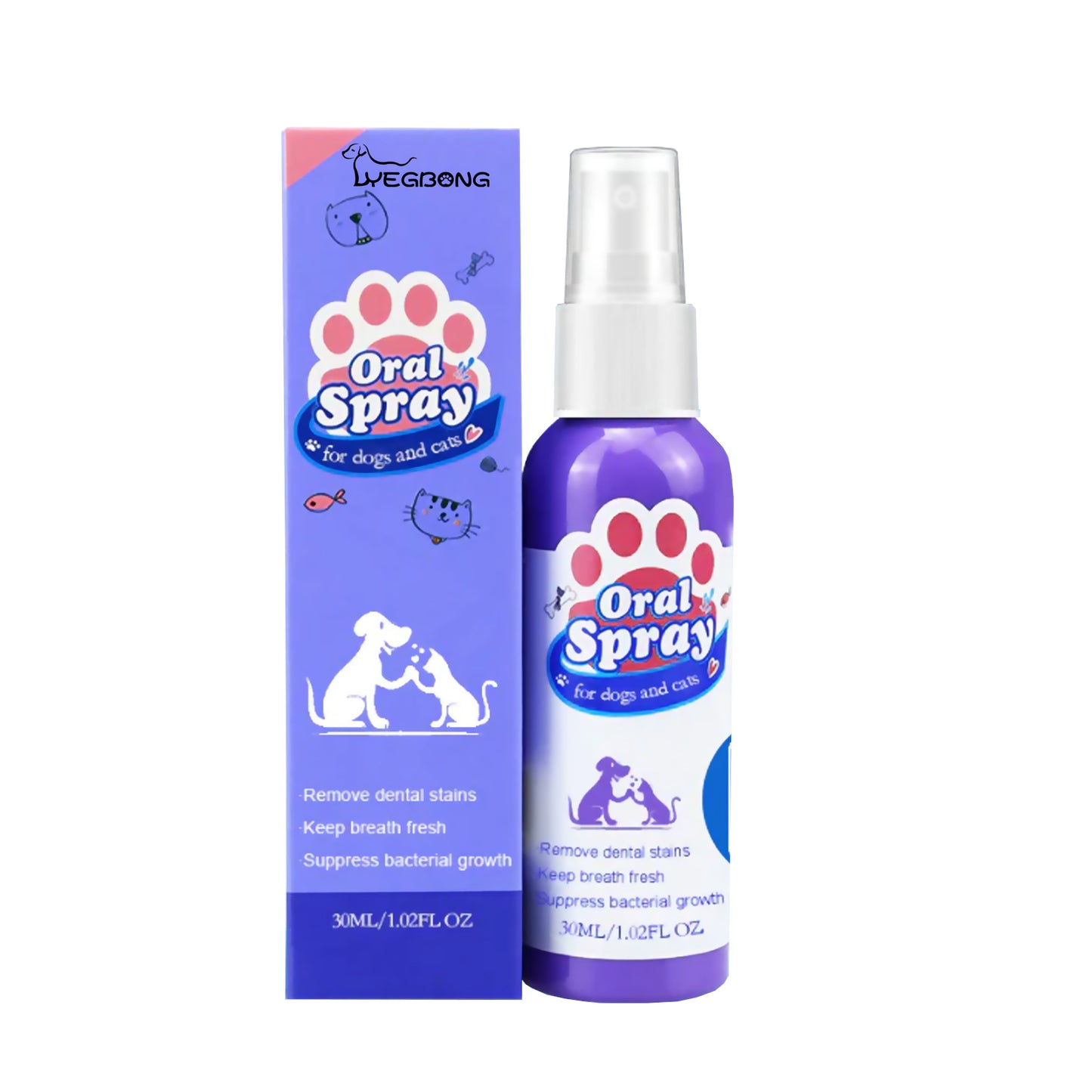 Yegbong Cat and Dog Teeth Cleaning Spray Stain Removal Fresh Breath Pet Oral Care Spray