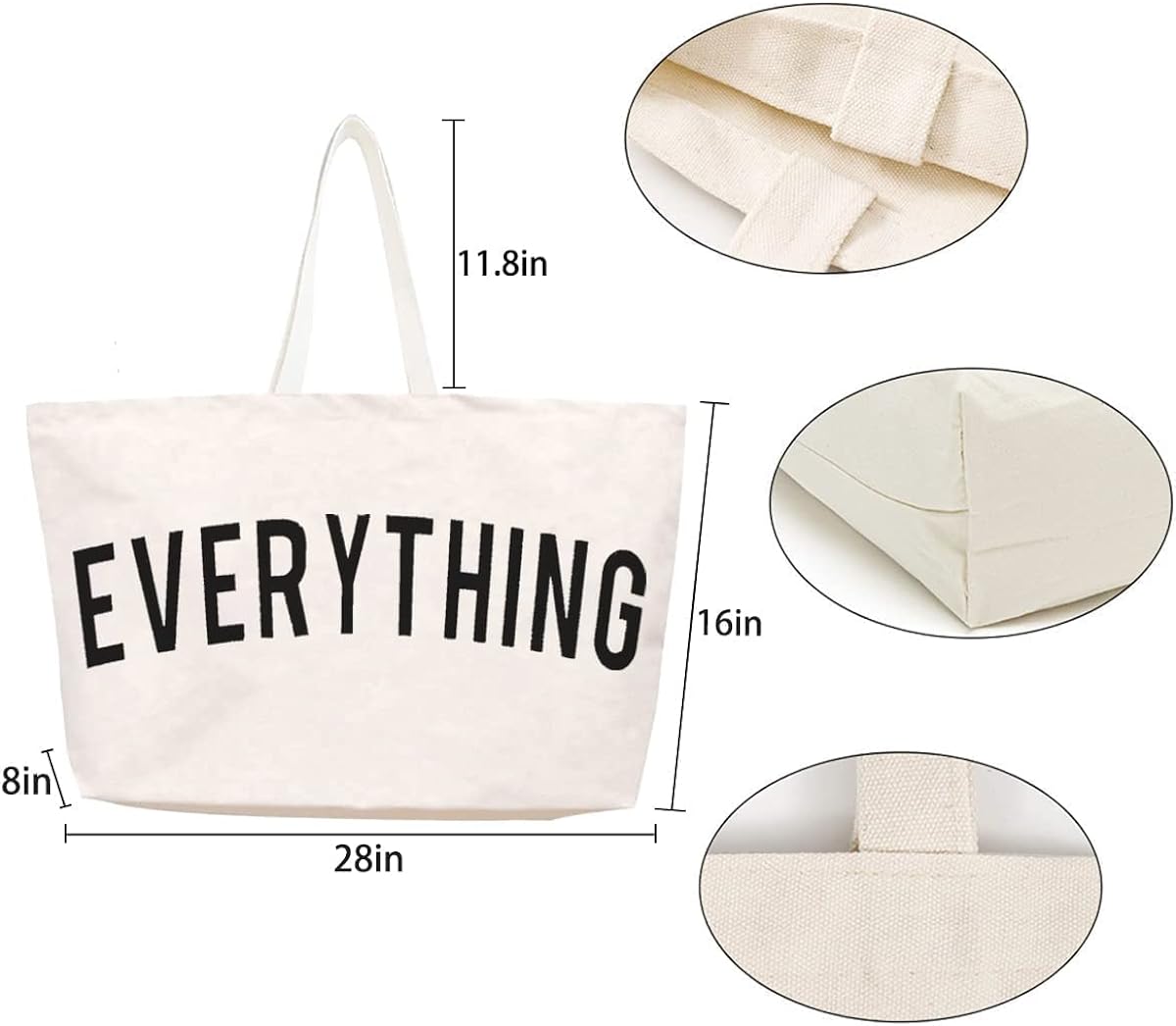 Popular Design White Everything Bag Extra Large Reusable Shopping Bag Eco Friendly Canvas Tote Bag