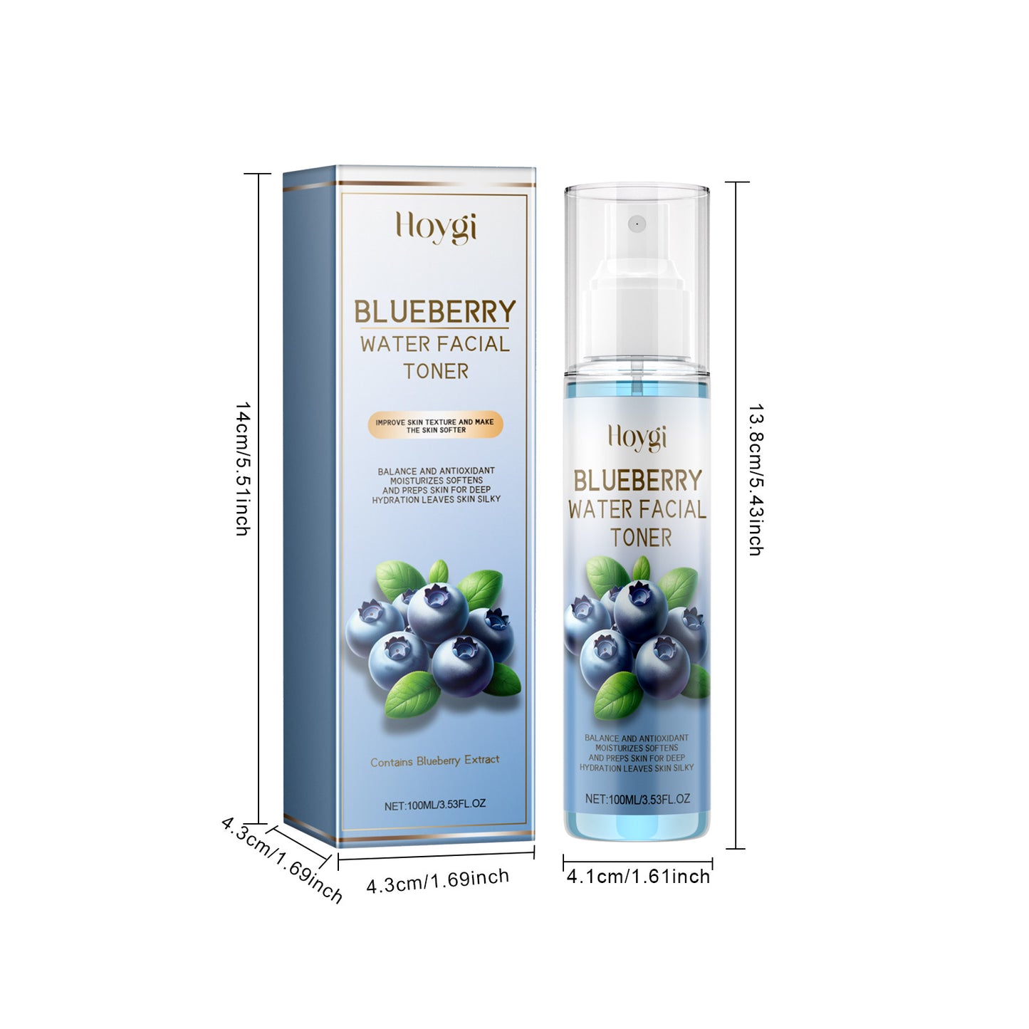 HOYGI Blueberry Facial Care Facial Skin Deep Cleansing Anti Wrinkle Skin Care Essence Skin Beautifying Brightening Face Cream