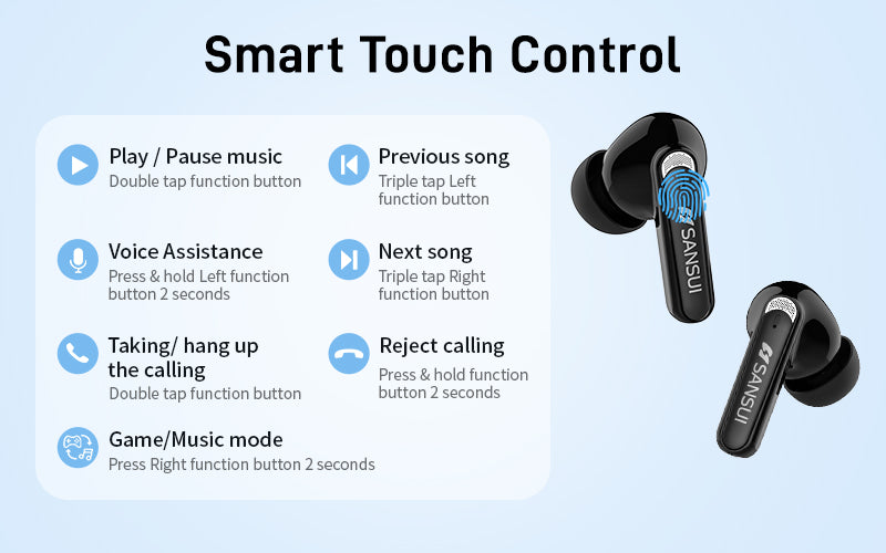 Sansui W9 TWS Binaural HD Call Noise Reduction CE FCC Rohs Fone De Ouvido Hi-Fi Sound Gaming Wireless bluetooth Earphone Earbuds