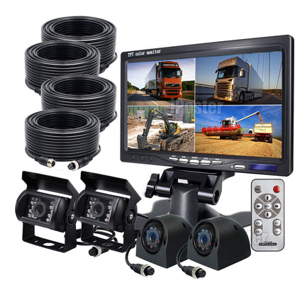 IPoster 7" 4 Split Car Reverse Monitor + 4* Car Rear/Side/Front View Cameras