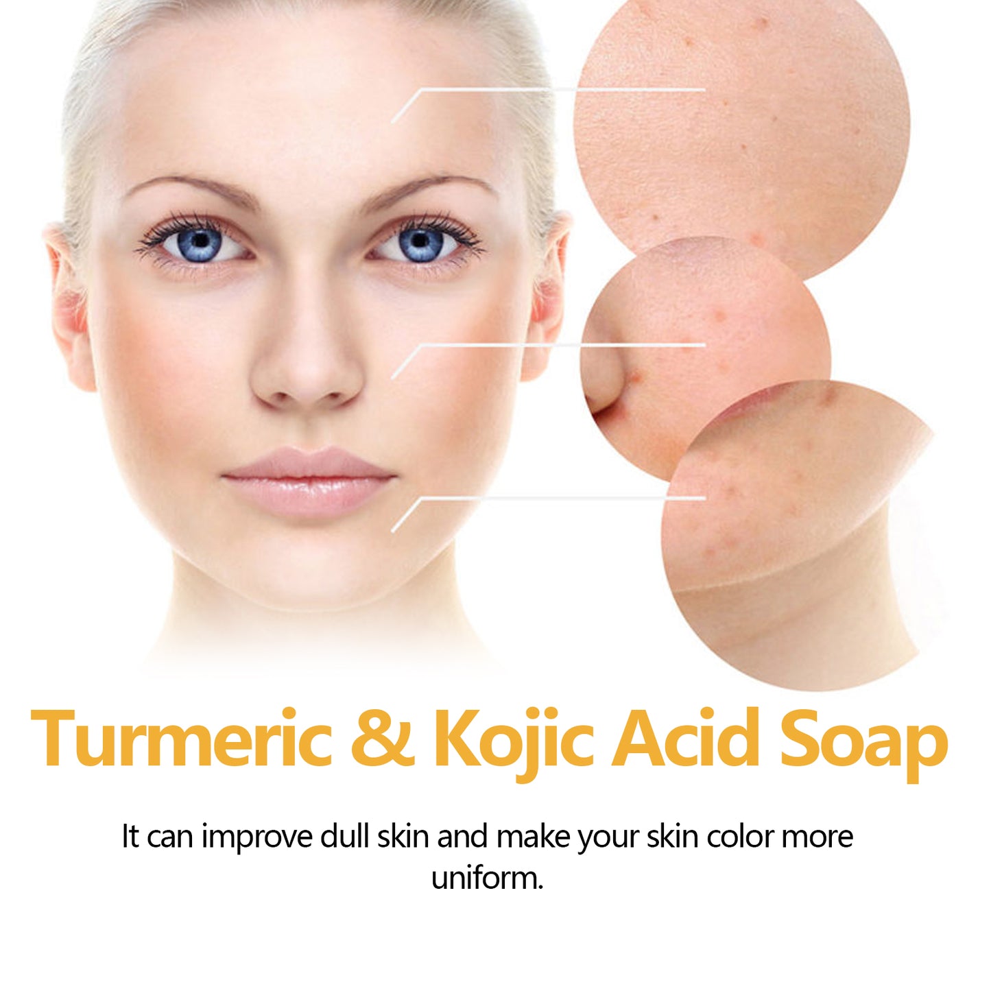 EELHOE Turmeric Kojic Acid Soap Gentle Facial Cleanser for Spot Reduction, Brightening Skin Tone, Hydrating and Moisturizing, Even Skin Tone