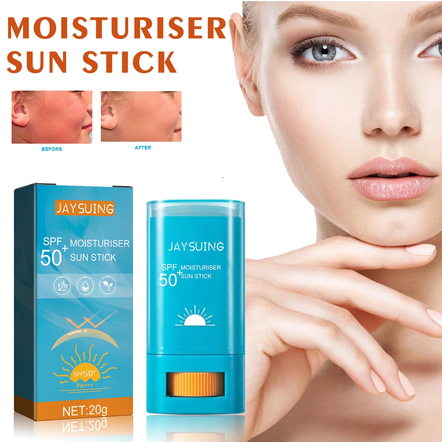 Jaysuing Moisturizing Protective Stick Protective Refreshing Waterproof Sweatproof UV Protection Cream