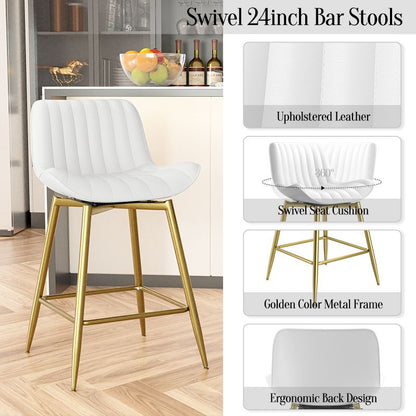 Vintage Luxury Modern Brown Metal Bar Stools with PU Leather Fabric for Home Kitchen Dining Hotel Nordic Style Nightclubs