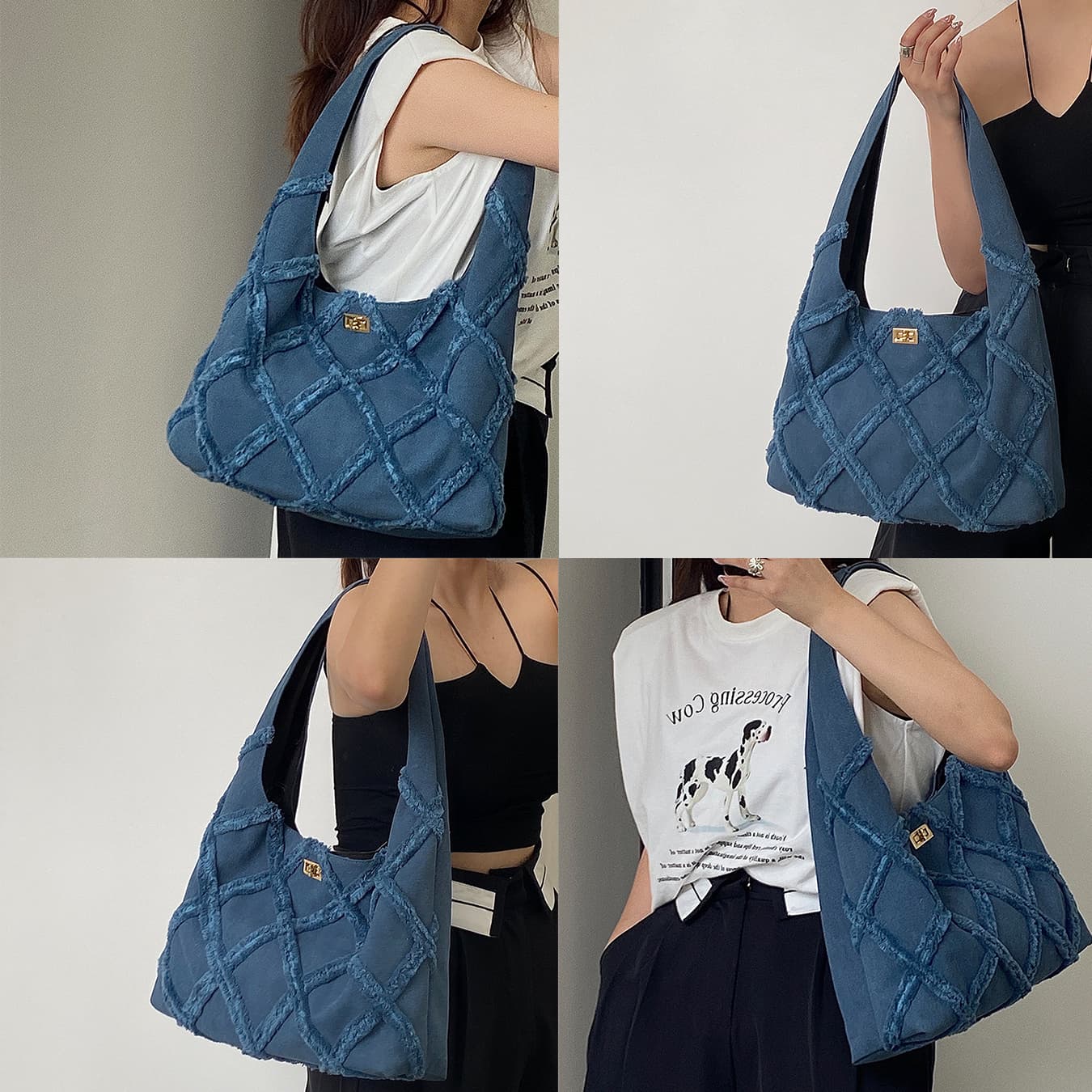 Denim Jean Women's Tote Bag High Quality Fashion Designer Casual Crossbody Handbag for Women