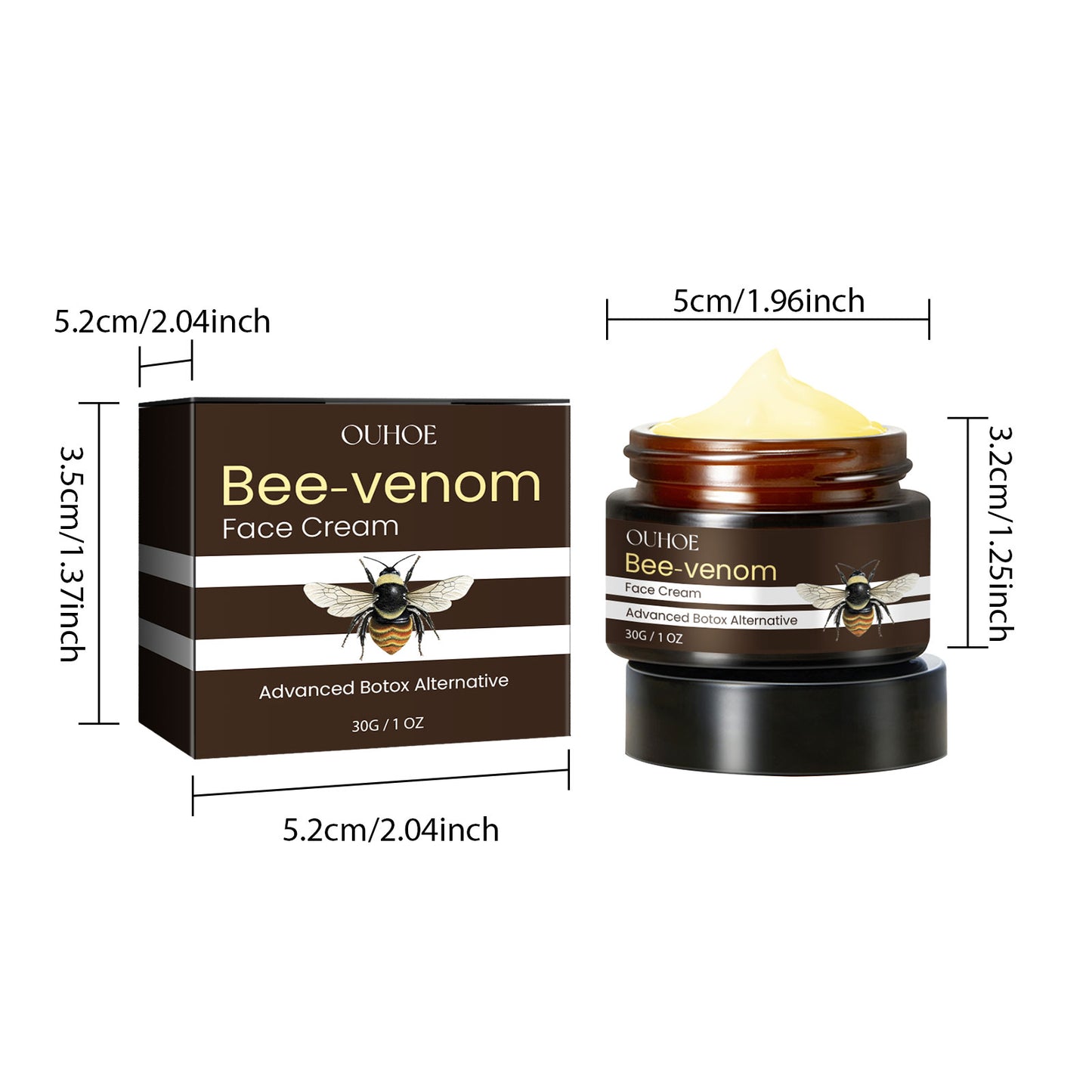 OUHOE Bee Venom Firming Face Cream Fade Fine Lines Neck Lines Eye Area Moisturize Firm Skin Hydrate Anti-Aging