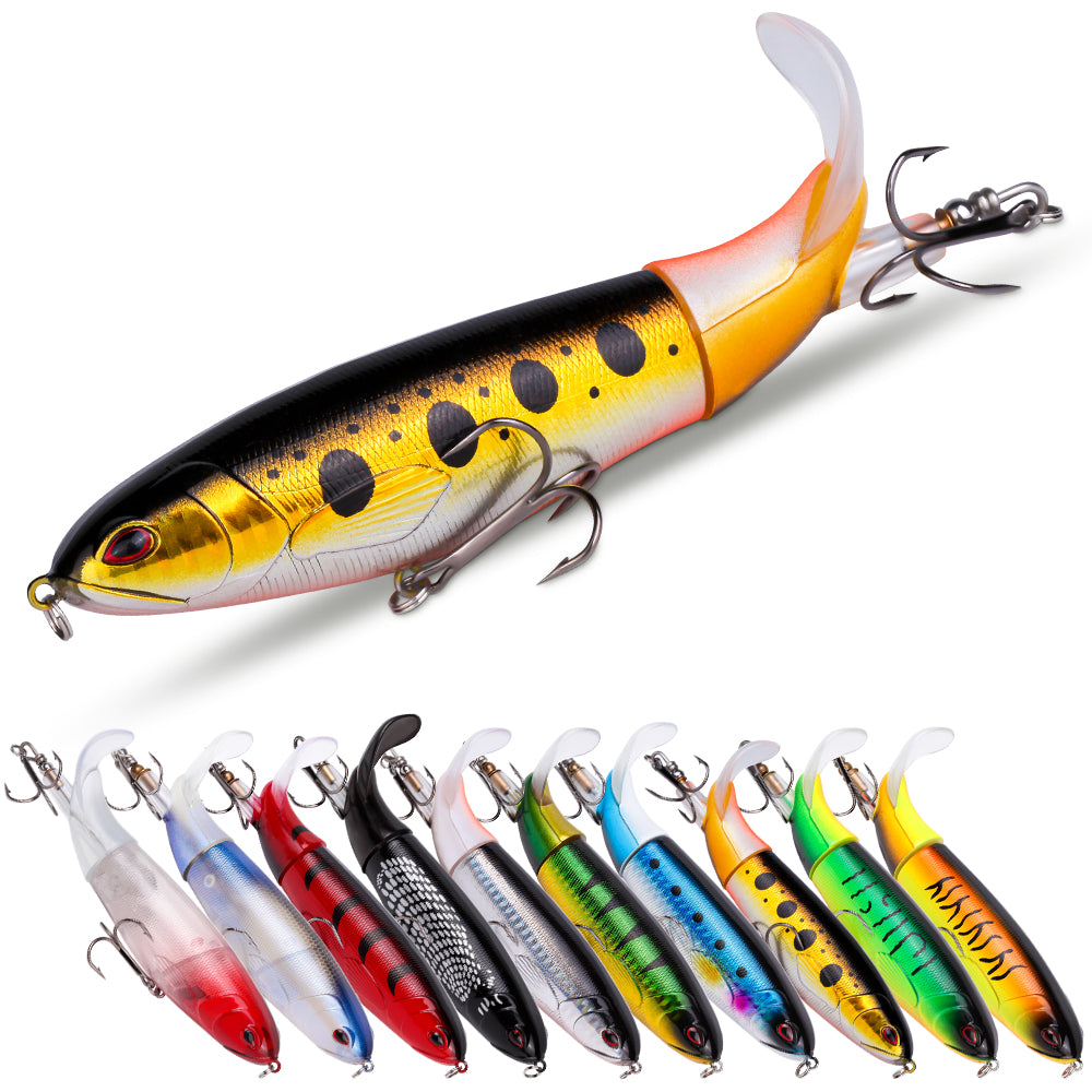 10pcs/set 35g 14cm Topwater Fishing Lure Kit with Lifelike Swiveling Tail Vibrant Realistic Bait for Freshwater & Saltwater