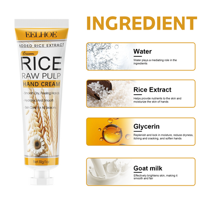 EELHOE Rice Pulp Hand Cream Moisturizing Brightening Skin Reducing Dry Roughness Itching Hand Cream