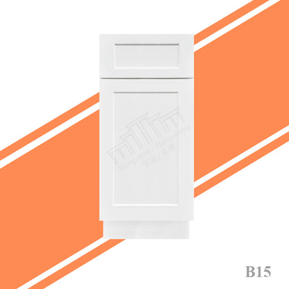 U.S. Warehouse Direct Shipping - White Shaker B15 W15" *H34 1/2" * D24" Single Door Base Kitchen Cabinet RTA Kitchen Cabinet