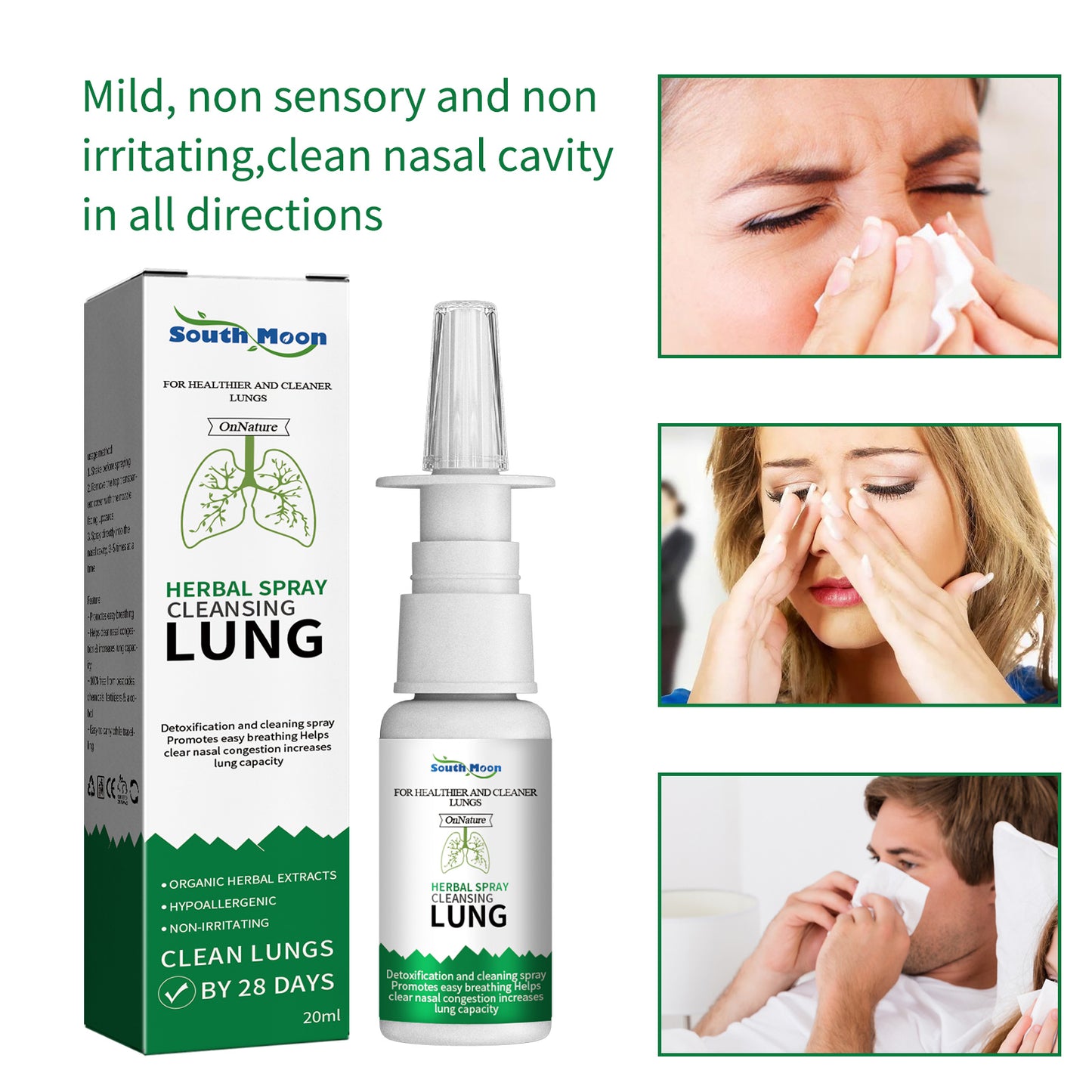 South Moon Nasal Spray for Relieving Congestion Relieve Runny Nose Nasal Discomfort Nasal Cleansing Care Solution