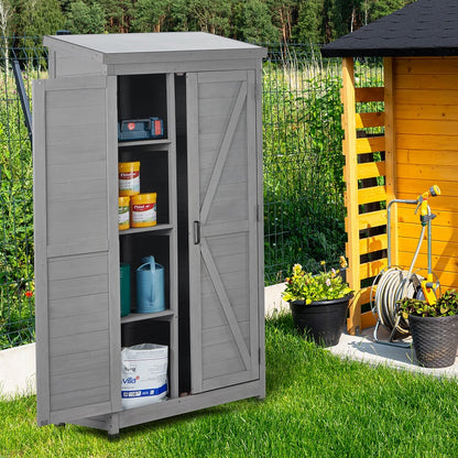 Outdoor Solid Wood Storage Cabinet for Garden and Metal Table Top Outdoor Work Station Table