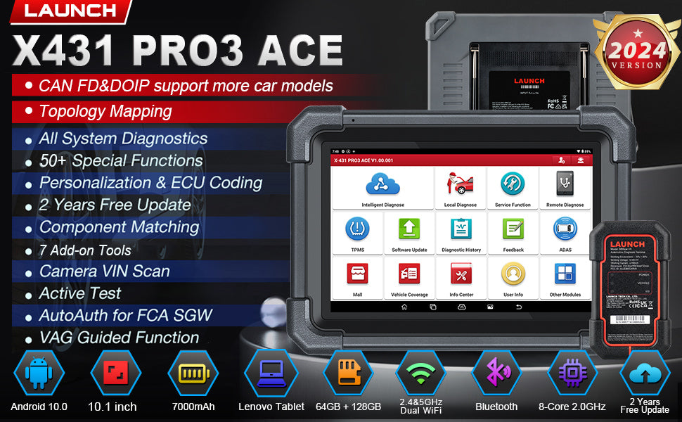 New Arrival X431 PRO3 ACE Bi-directional Control Car Diagnostic Tool Machine OBD2 Scanner With 38 Resets 2 Years Free