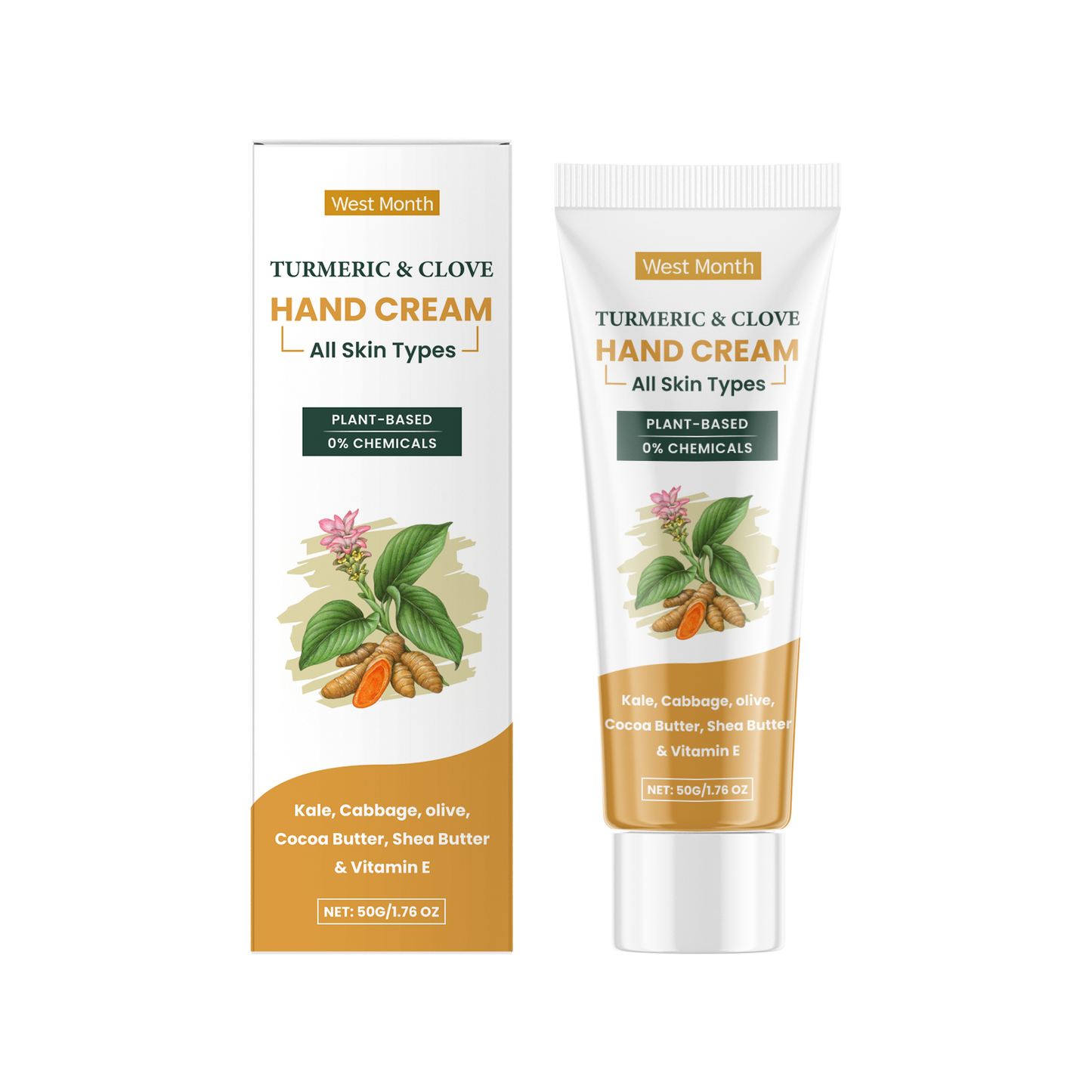 West&Month Turmeric Clove Oil Hand Cream Gentle Moisturizing Hydrating Hand Cream for Dry Hands Winter Hand Care Cream