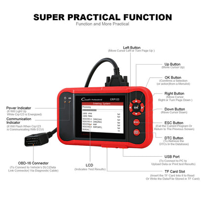 2025 HOT  CRP123 Elite OBD2 Scanner Motorcycle Universal Car Diagnostic Scanner for ABS SRS Transmission Engine Scan Tool