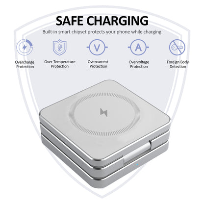 Magnetic 15W Foldable 3-in-1 Wireless Charging Station for Apple Devices iPhone 16/15/14/13/12,for IWatch/Airpods