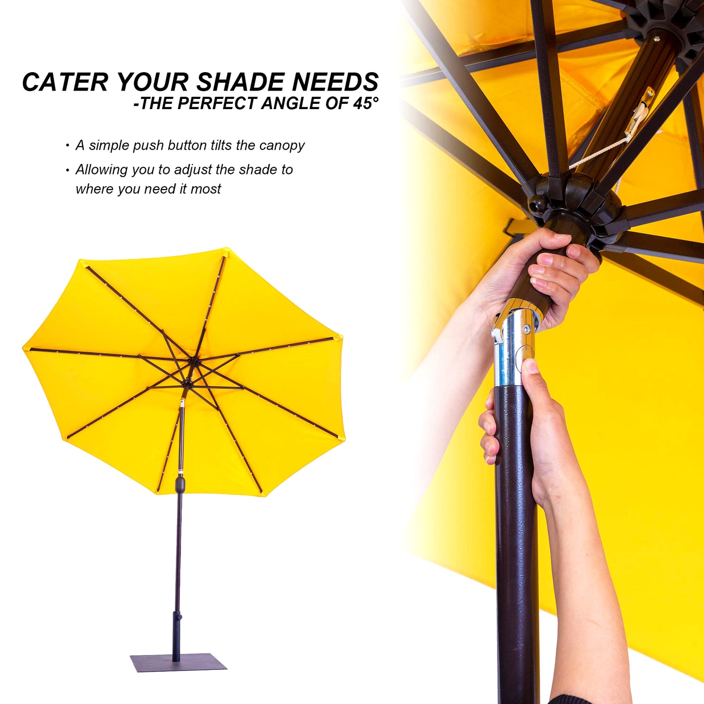 Danlong Promotion Outdoor 7ft Garden Camping Solar Panel LED Patio Umbrella Parasol With Tilt