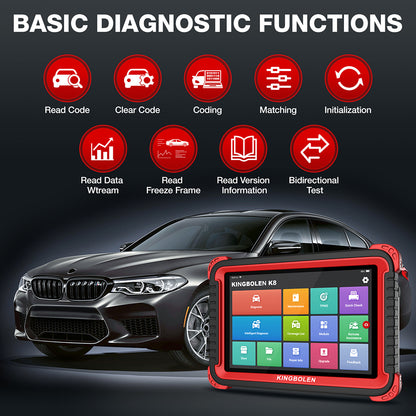 KINGBOLEN K8 Car Diagnostic Tools All System OBD2 Scanner Auto Programmer Bi-Directional 28 Reset ECU Coding TPMS Key Matching