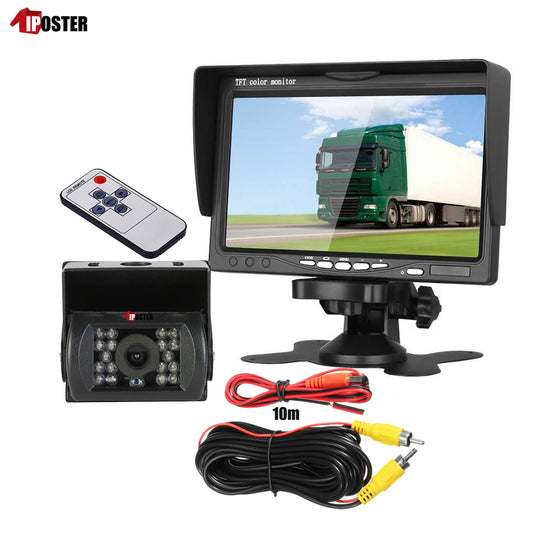 IPoster 7 Inch Car Reverse Monitor + 18 Infrared LED Night Vision Car Backup Camera