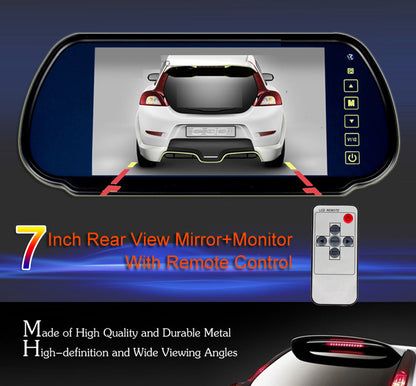 IPoster 7 Inch Car Reversing Mirror Monitor + 18 Infrared LED Car Backup Camera Kit