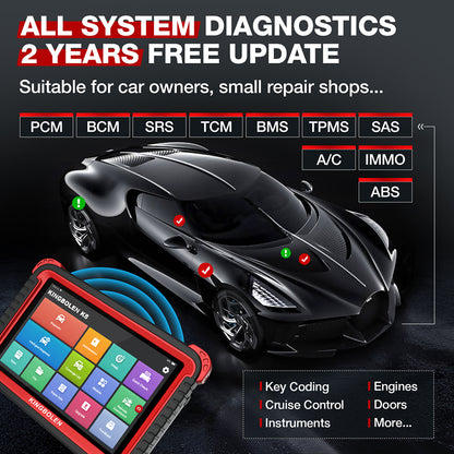 KINGBOLEN K8 Auto Full System Diagnostic Tools 28 Reset Function ECU Coding Bi-directionnal 2 Years Free Update OBD2 Scanner