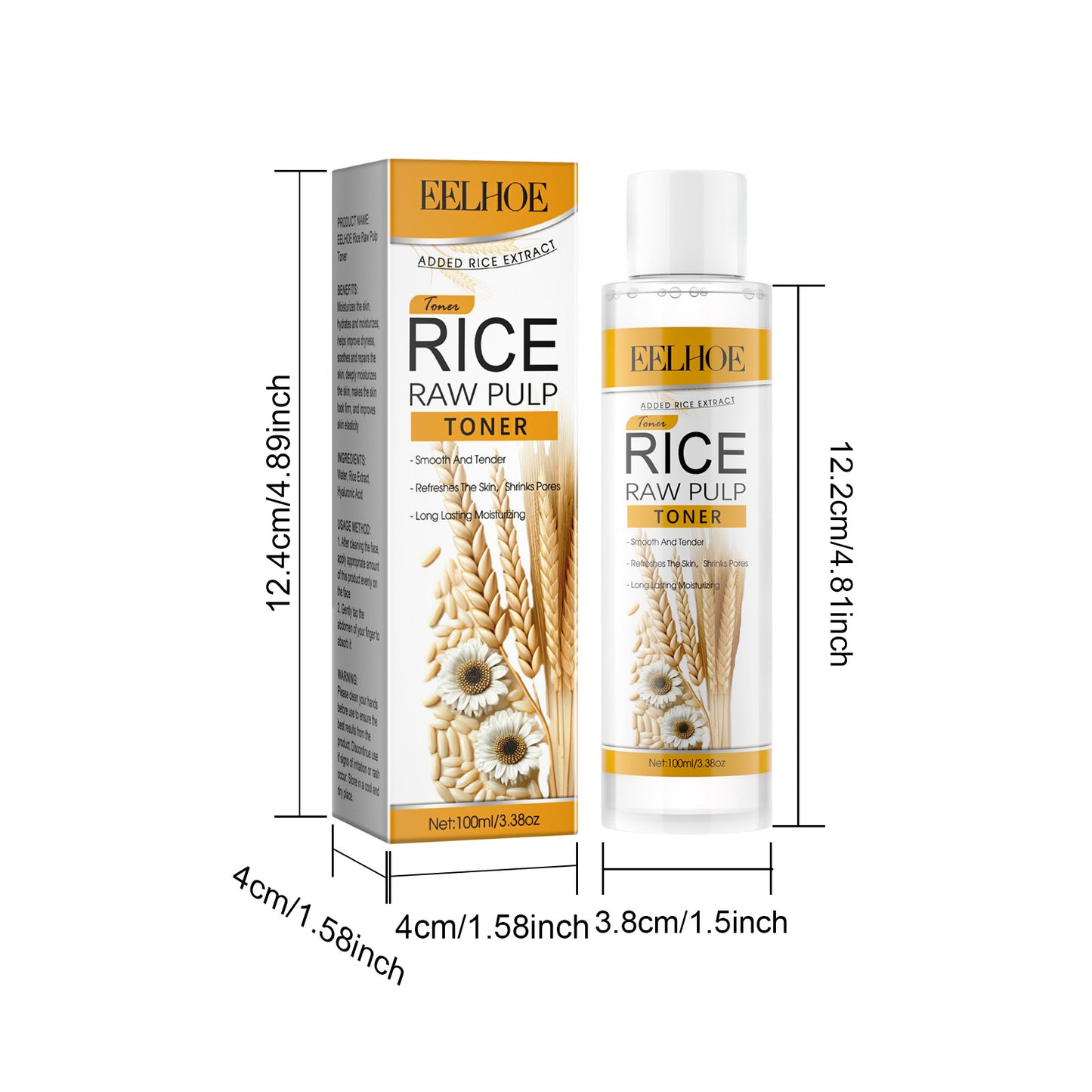 EELHOE Rice Pulp Lotion Moisturizing Firming Brightening Skin Pore Minimizing Skincare Water