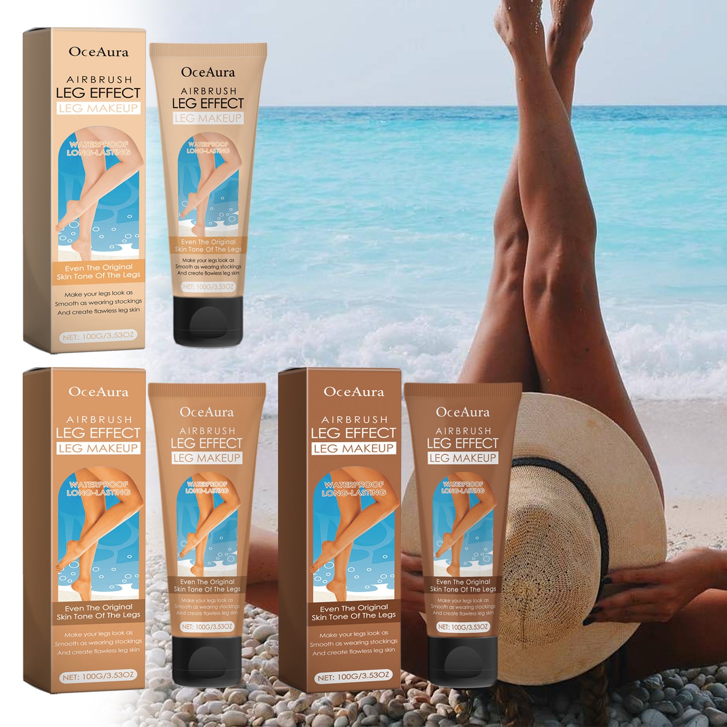 OceAura Leg Darkening Cream Outdoor Sunbathing Even Tone Enhancer Natural Tan Skin Moisturizing Tanning Cream